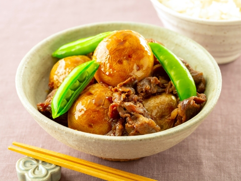 新じゃがと牛肉の甘辛煮